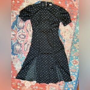 TOPSHOP Black Button Up High Neck Cupid Dress Sz 8P